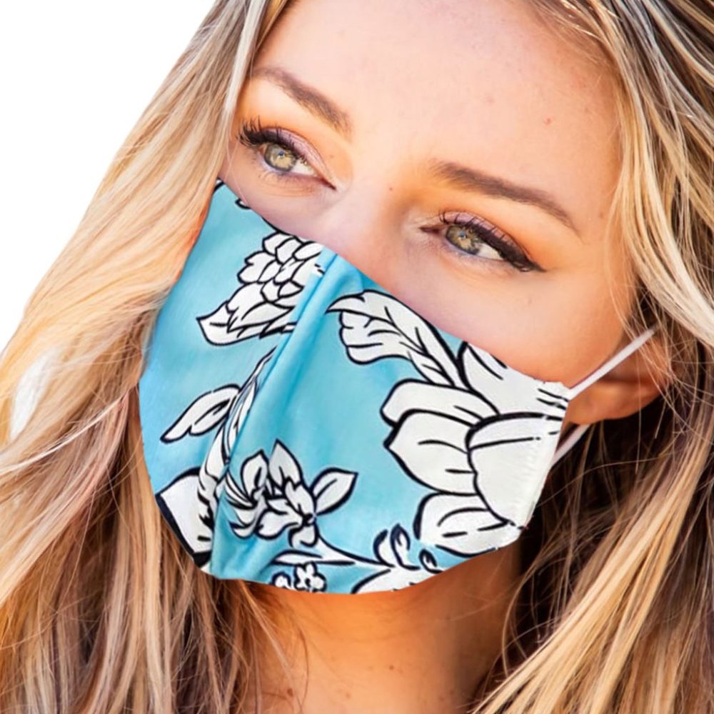 Sky Blue Floral Face Mask Anti-pollution Washable